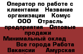 Оператор по работе с клиентами › Название организации ­ Комус, ООО › Отрасль предприятия ­ Оптовые продажи › Минимальный оклад ­ 30 000 - Все города Работа » Вакансии   . Амурская обл.,Архаринский р-н